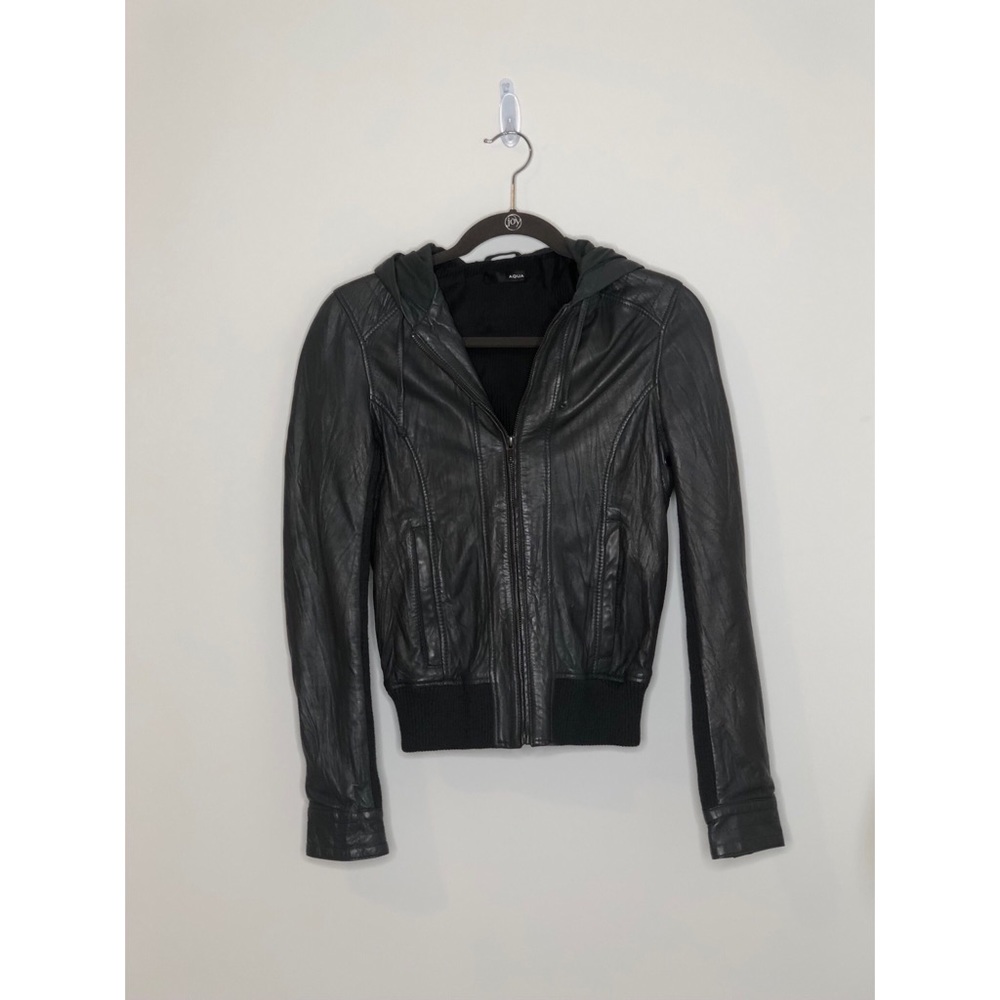 Aqua faux leather jacket
